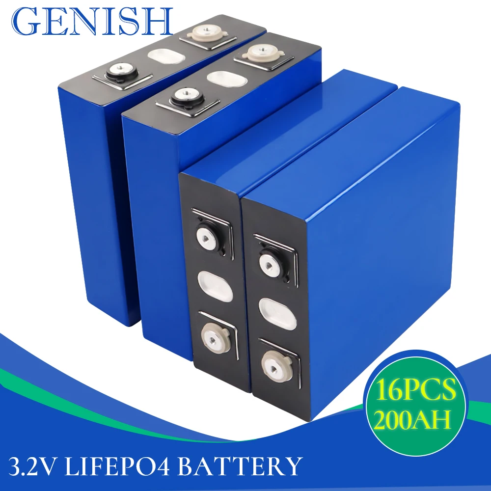 

16Pcs 3.2v 200AH Lifepo4 Rechargeable 12V 24V 36V 48V Battery Pack For RV PV Solar System Storage Cells US/UK Tax Free