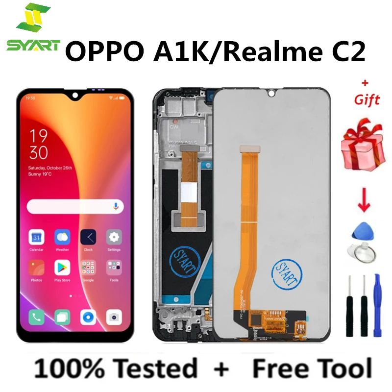 100% протестированный ЖК-экран AAA + для OPPO A1K Realme C2 ЖК-сенсорный экран дигитайзер