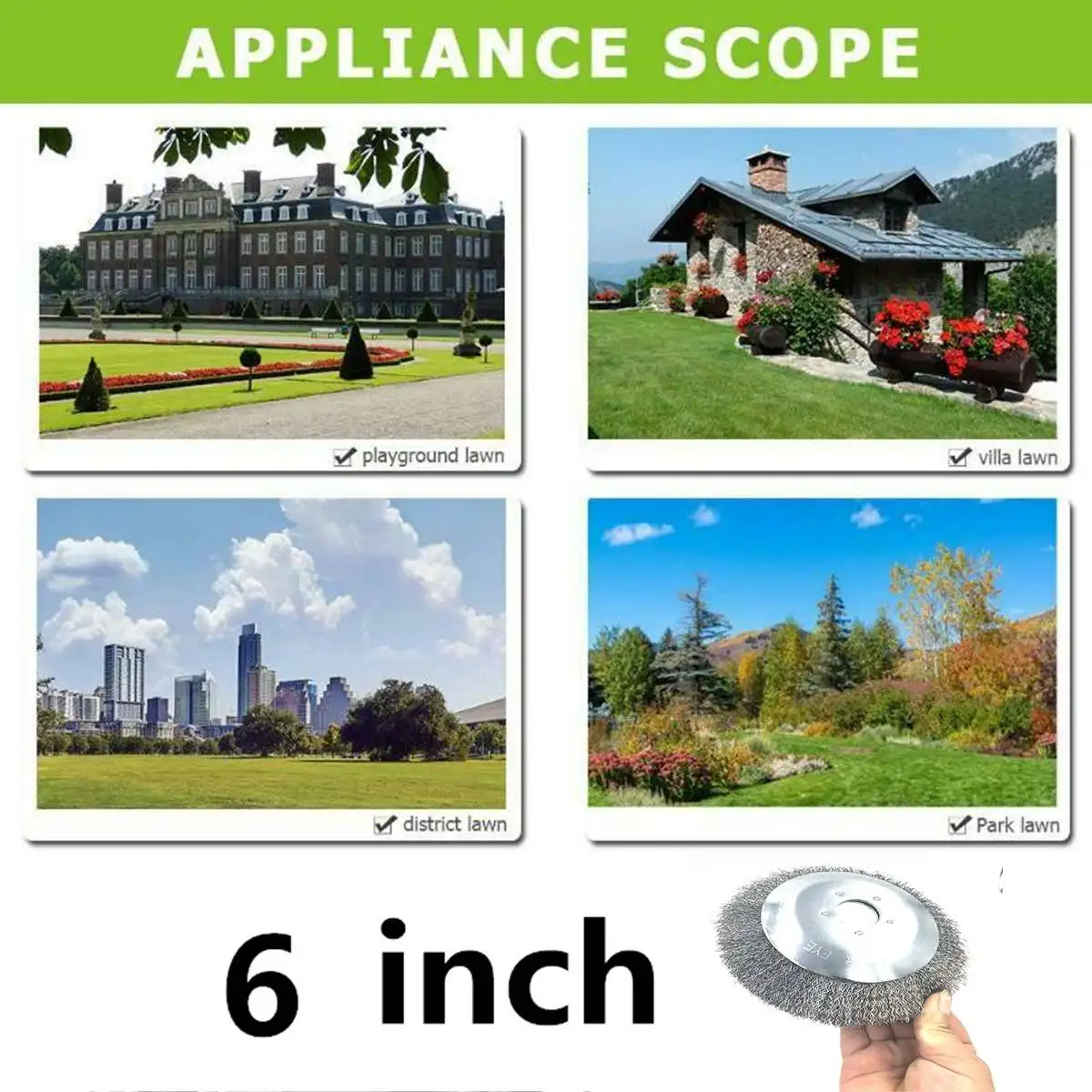 

6 inch Steel Wire Break-Proof Rounded Edge Weeding Grass Trimmer Edge Head Power Lawn Mower Garden Weed~ Derust Brush Lawn Mower