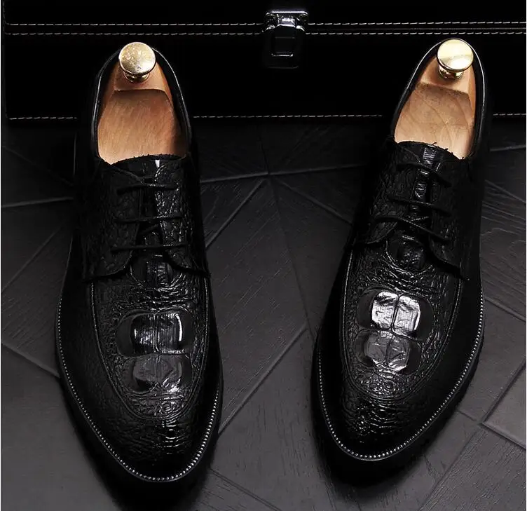 Мужские классические винтажные туфли в британском стиле Крокодиловая Кожа