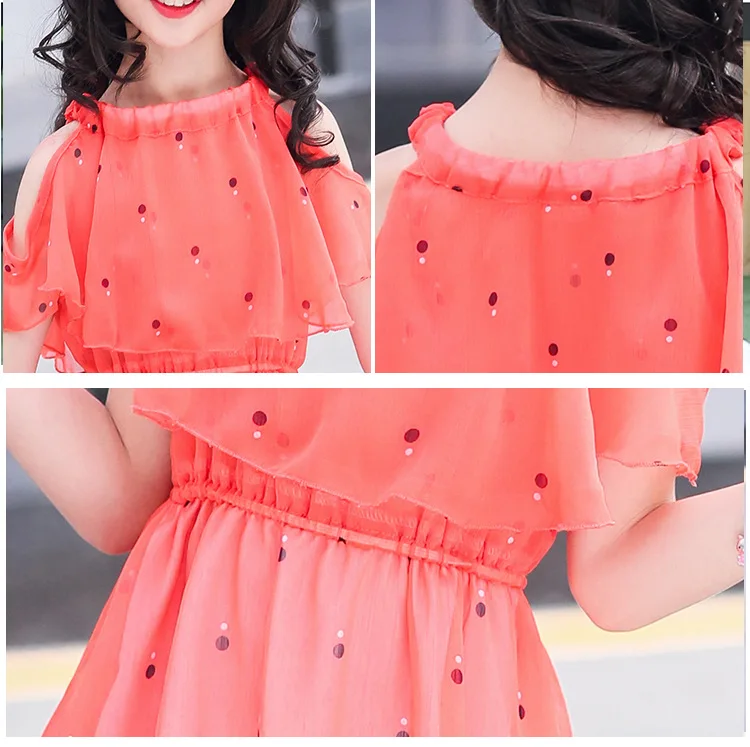 Лето 2021 одежда для девочек-подростков шифоновые платья на бретельках с цветочным