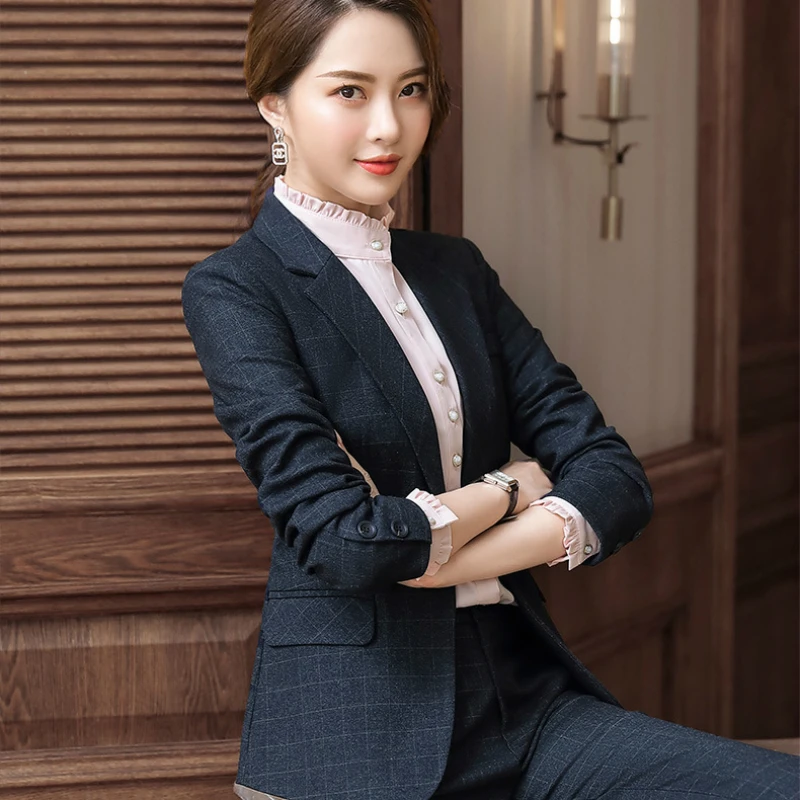 Женский брючный костюм формальные профессиональный набор для женщин из хлопка
