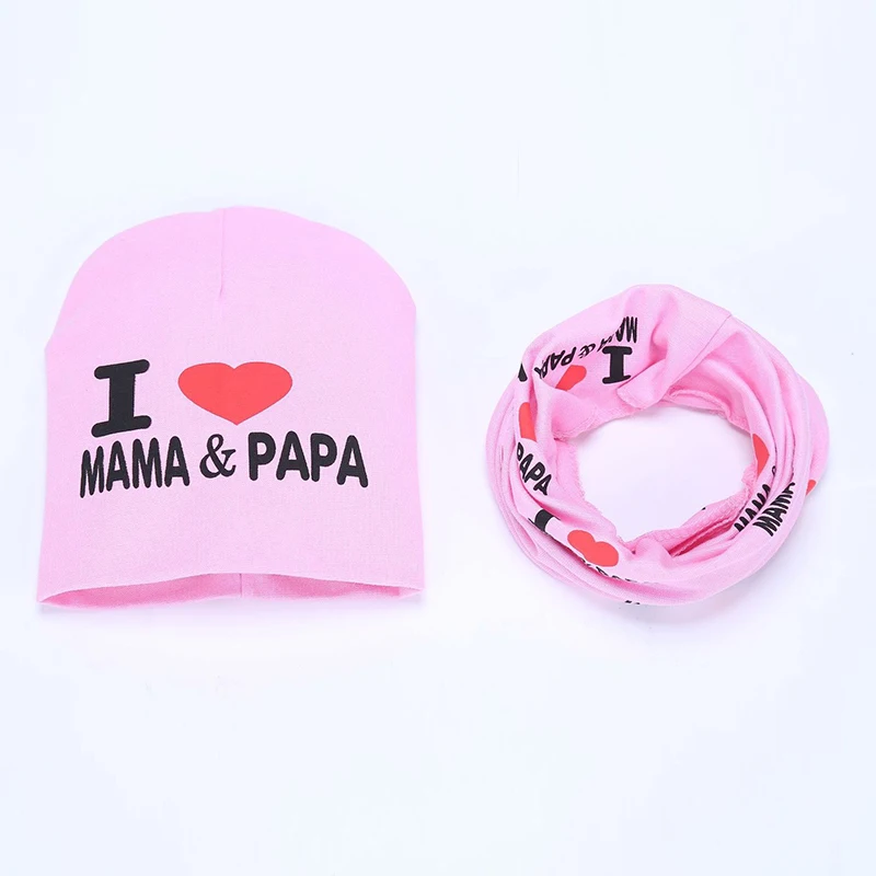Детская шапка и шарф комплект из 2 предметов с принтом I люблю мама папа Осень-зима