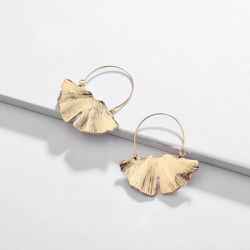 Золотые серьги GINKGOS-металлические золотые в виде листьев гинкго растения новый