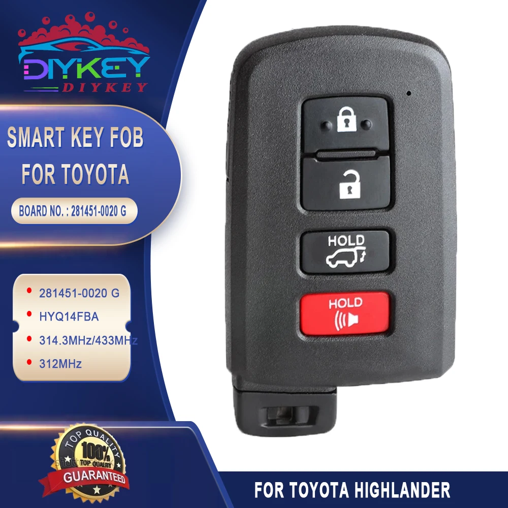 Пульт дистанционного управления DIYKEY HYQ14FBA 281451-0020G для Toyota Highlander 2014 2015 20162017 2018 2019