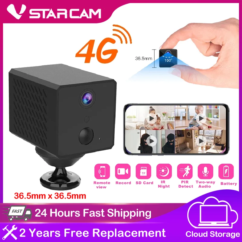 

Vstarcam New 4G Sim Card Battery Mini Camera 1080P IP Camera 2600mAh Battery Camera IR Night Surveillance Security Camera CB72