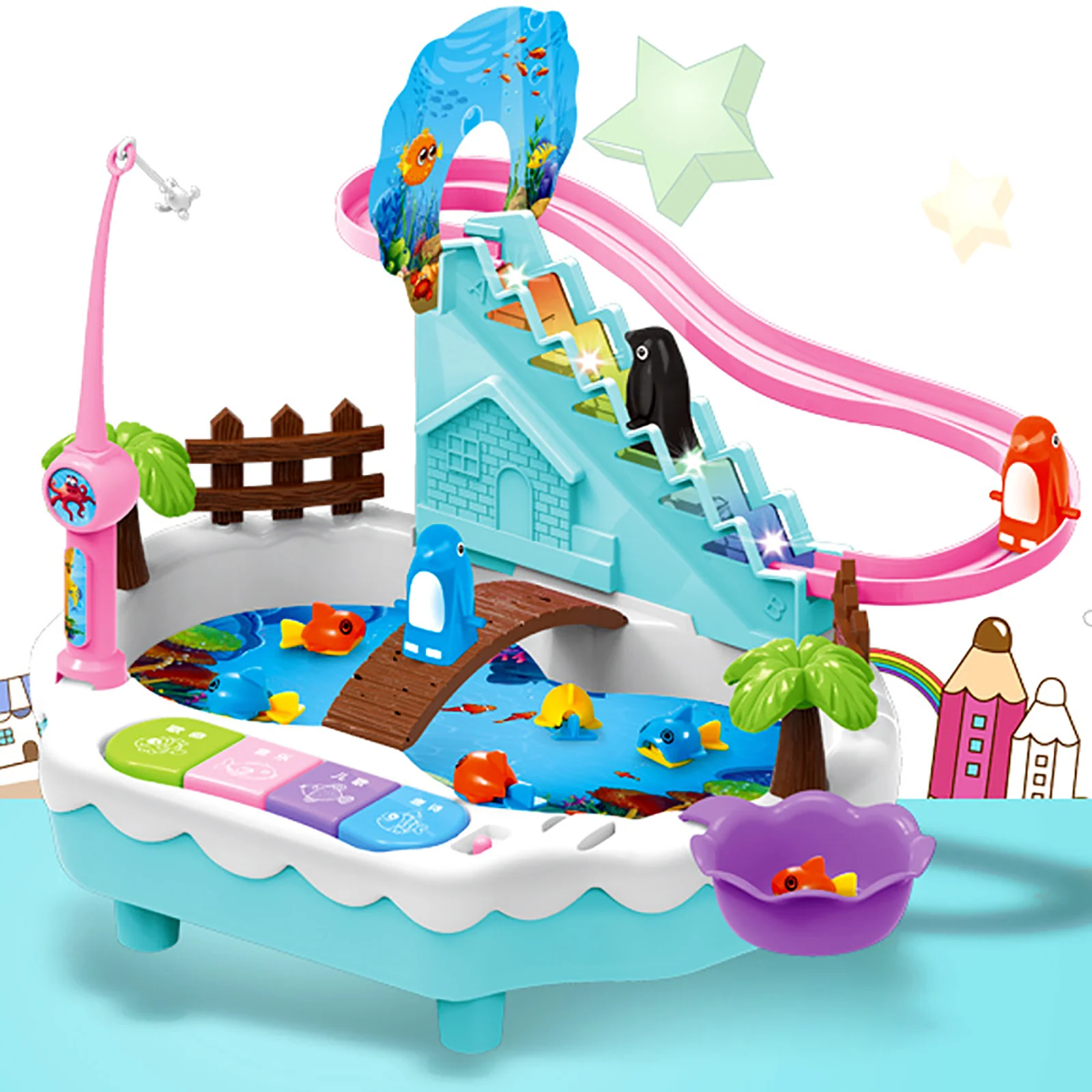 

Electric Musical Fishing Toy Children Magnetic Fishing Toy Multifunctional Magnetic Outdoor Sports Toys For Children Kids Gifts
