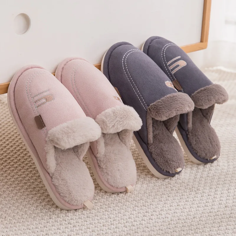 Зимние теплые мужские домашние тапочки Домашняя мужская обувь с мехом в