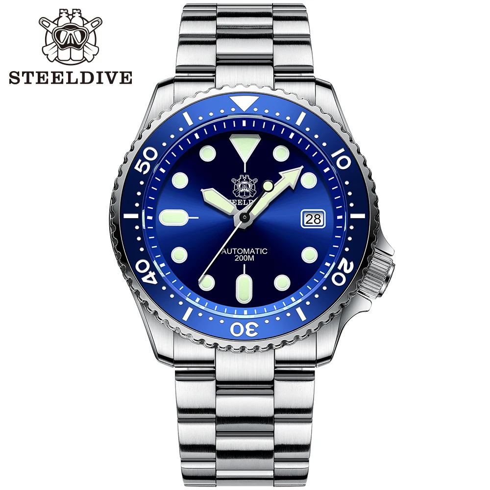 

STEELDIVE 1996 SKX007 NH35 Automatic Mechanical Watch Sapphire Crystal Ceramic Bezel C3 Luminous 316L Steel Diver Watch 200m