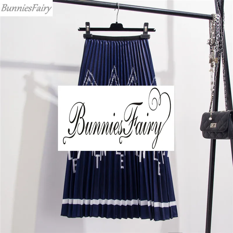 BunniesFairy 2019 Женская богемная сатиновая плиссированная юбка средней длины с