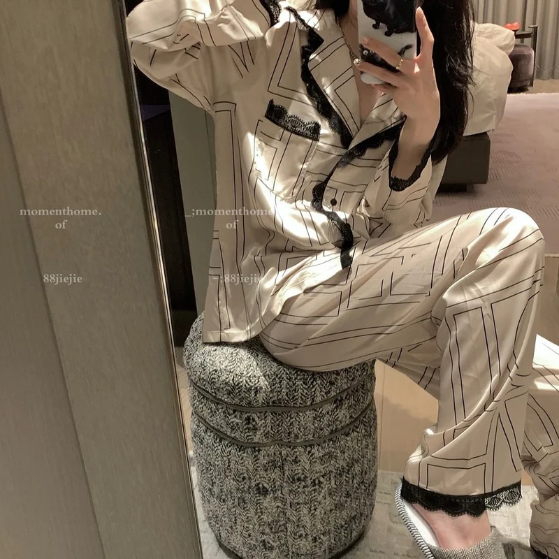 

Pajamas New Lace Ice Comfortable Suit Home Clothes Autumn Women's Style