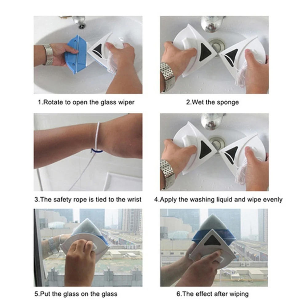

New Magnetic Window Wiper Glass window cleaner Double Side Magnetic Brush Window Glass Brush for Washing Household Cleaning Tool