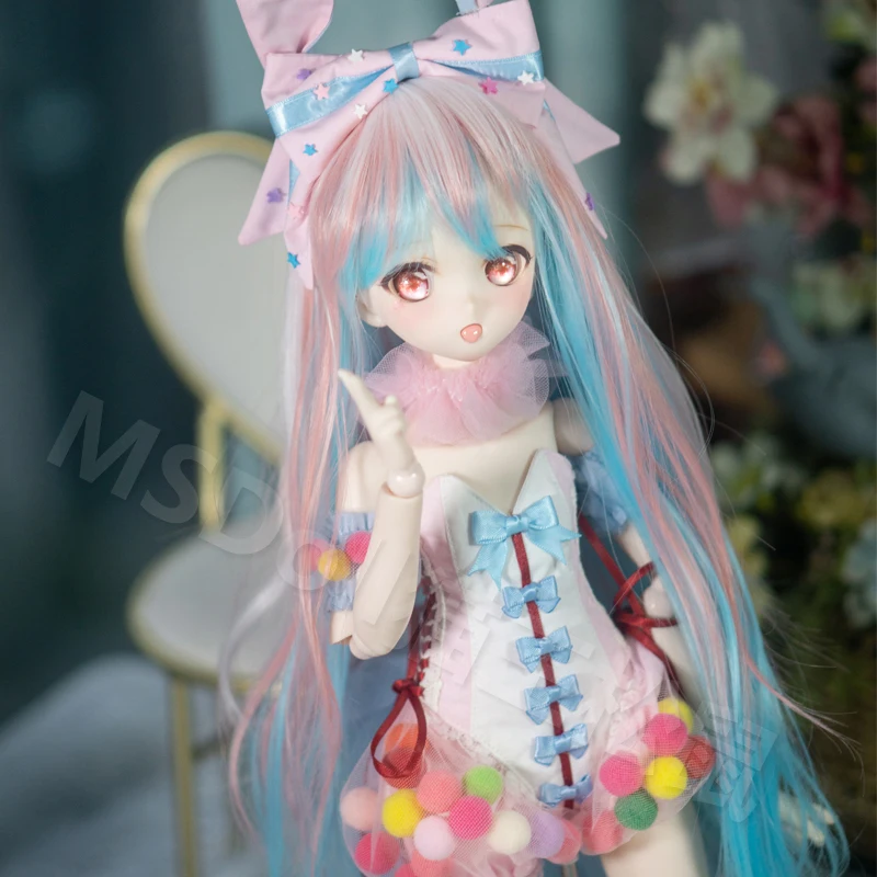 BJD кукольные парики: милый прямой парик с челкой, розовый и голубой белый BJD 1/3 1/6 Color. Бесплатная доставка.