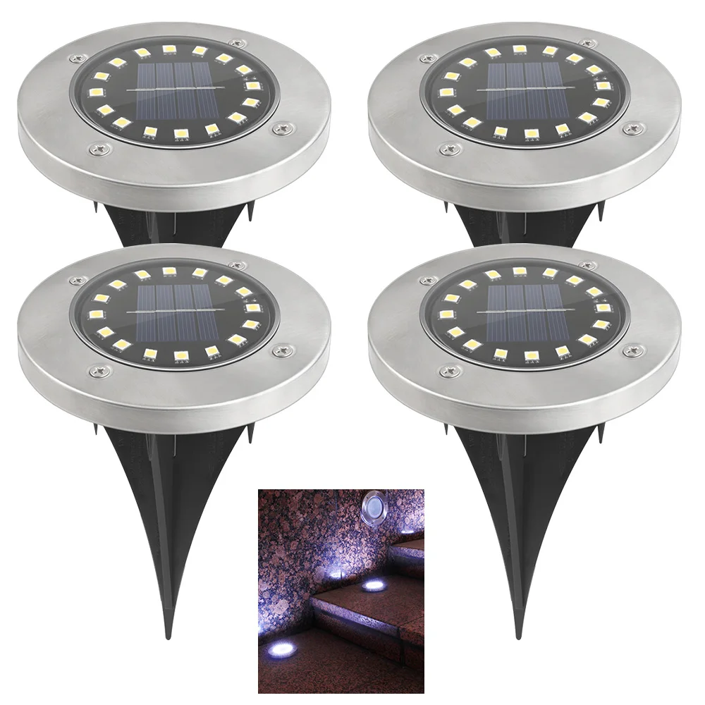 

4PCS 16 LED Solar Powered Ground Light Led Night Light Buried Solar Garden Lights Waterproof Outdoor Lamp For Garden Decor