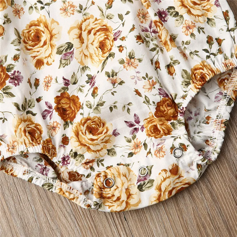 Flowers Cute Outfits Overalls Fashion Lovely Newborn Baby Girl Fall Spring Clothes Floral Bodysuit Jumpsuit Headband Set | Детская