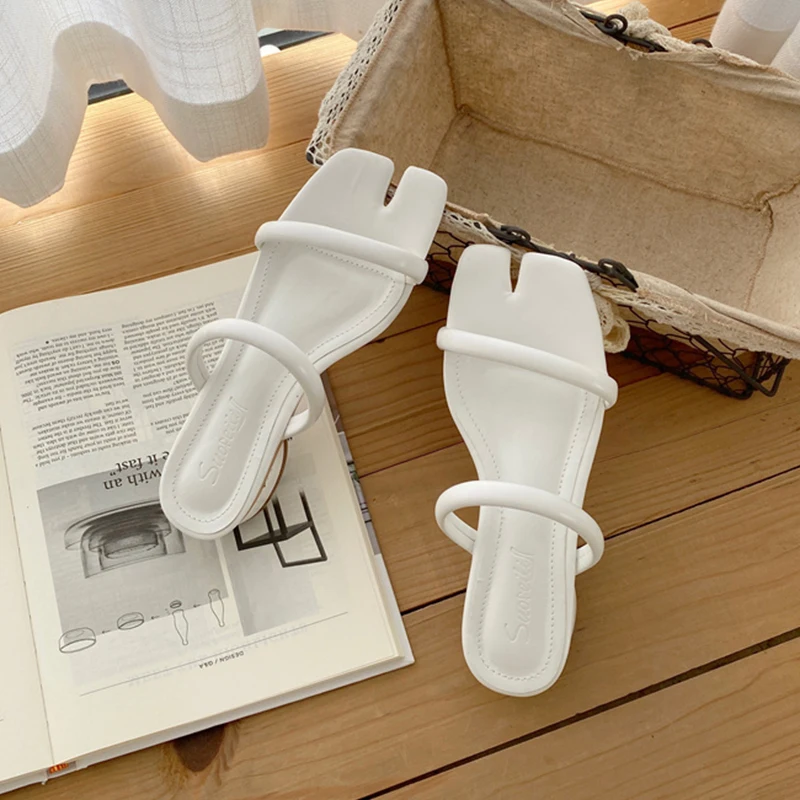 Шлепанцы женские на низком каблуке квадратный носок каблук | Обувь