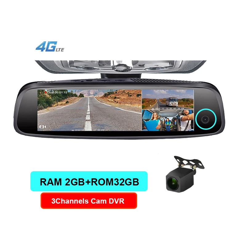 " ips Touch 4G ADAS gps навигация Android 5,1 Dashcam 3 канала Cam DVR камера с оперативной памятью 2 ГБ+ rom32гб зеркальный видеорегистратор
