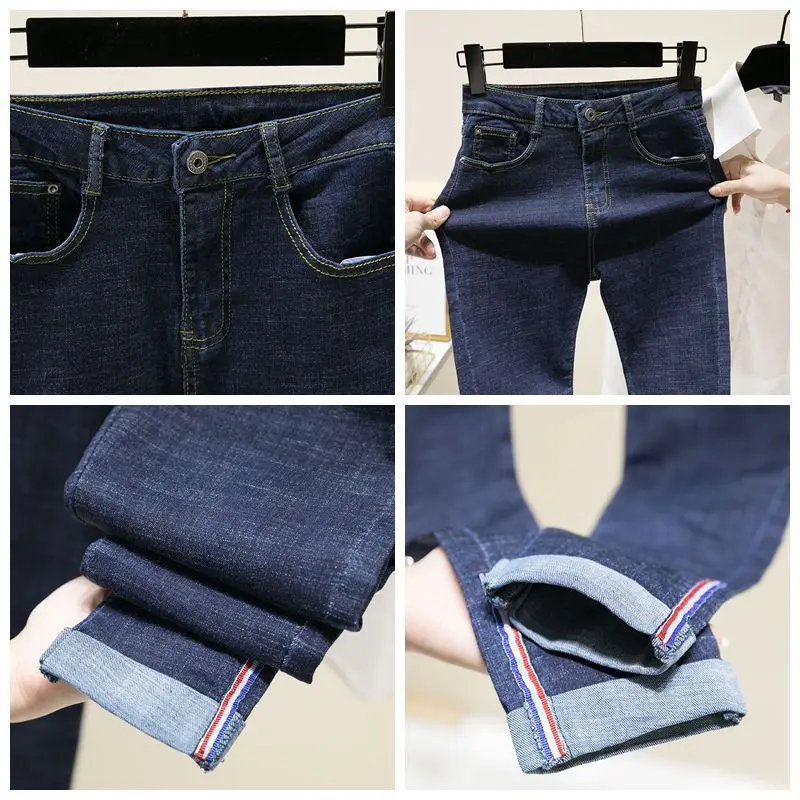 Plus Size 4XL Jeans Women Spring And Autumn 2022 New Korean Thin Black Pants Ankle Length Fat Mm High-waisted Denim Trousers