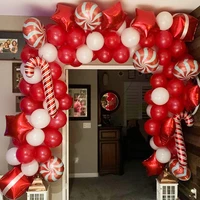 142pcs red white christmas balloon garland arch kit candy cane globos christmas party decorations new year xmas home decor balls