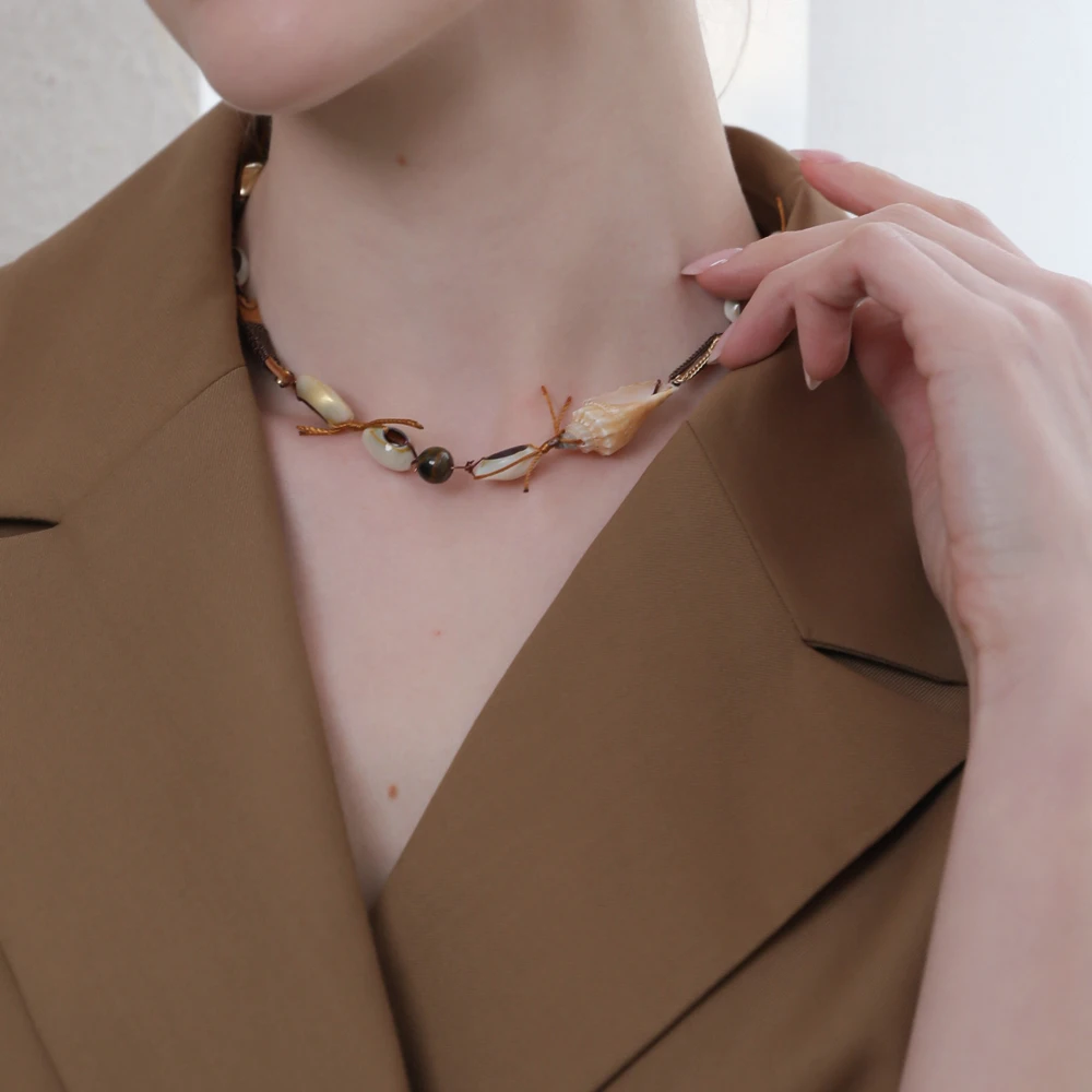 Модное ожерелье Yhpup в стиле барокко из простой натуральной ракушки ручной работы