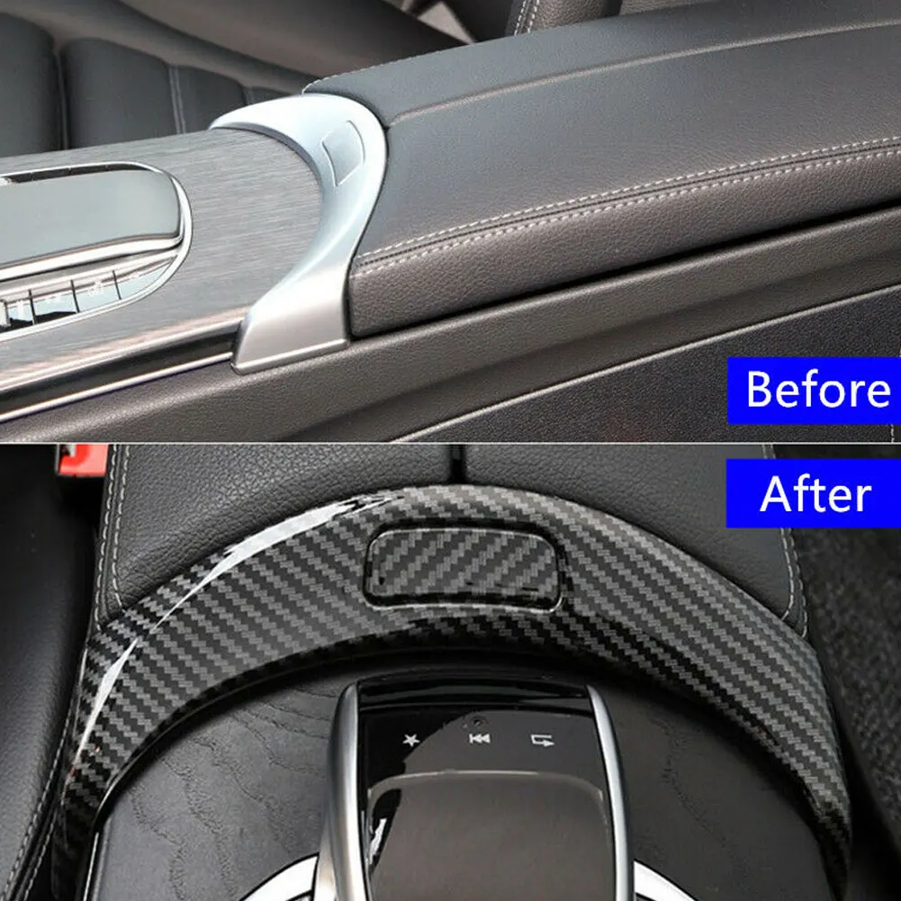 

Car Styling Center Console Armrest Box Buttons Frame Decoration Stickers Trim For Mercedes Benz W205 X253 C Class GLC 2015-2020