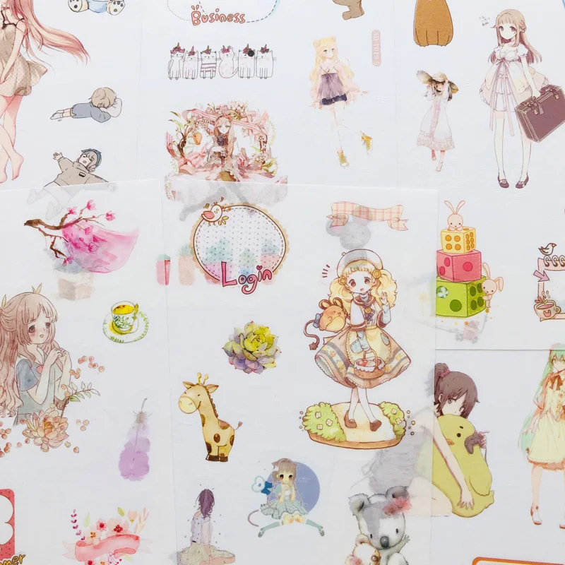 

6 Sheets Fairy Princess Girls Washi Paper Sticker Decorative Adhesive Sticker