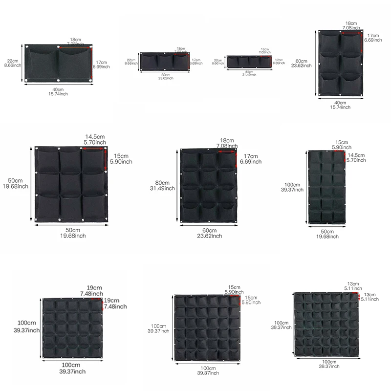4/7/9/18/25/36/49/72 pockets garden wall hanging planting bags green plant grow vertical planter vegetable supplies | Дом и сад