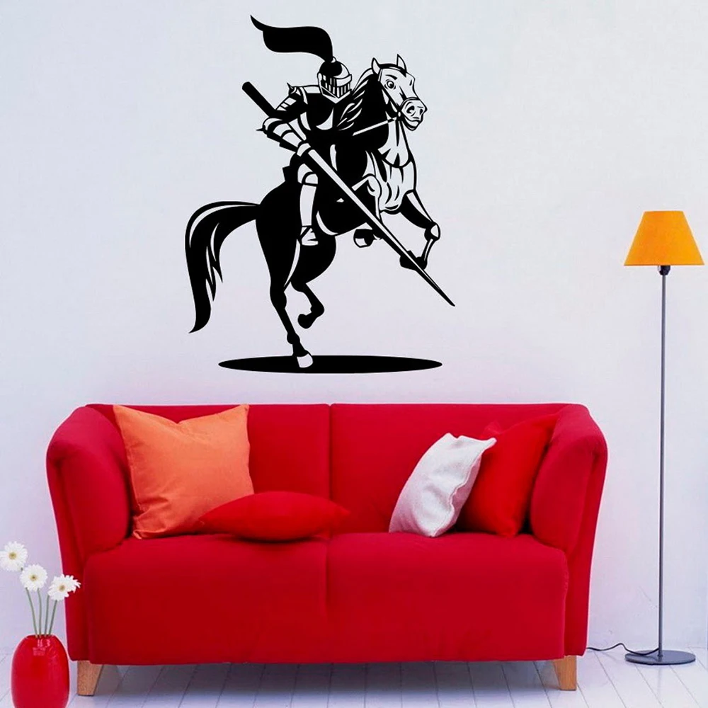 

Рыцарь, наклейка на стену, Horseman, Виниловая наклейка на стену, средневековые фрески для спальни, интерьера, домашний декор, дизайн, предметы интерьера, наклейка C304