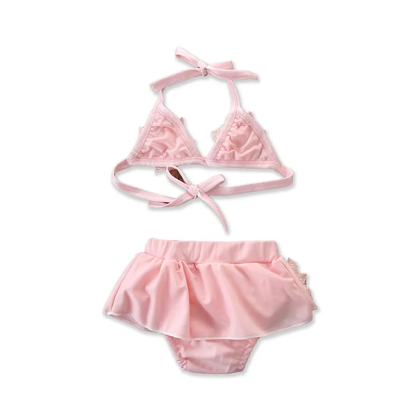 Детские бикини для девочек с розовыми цветами жемчужинами малышей купальный