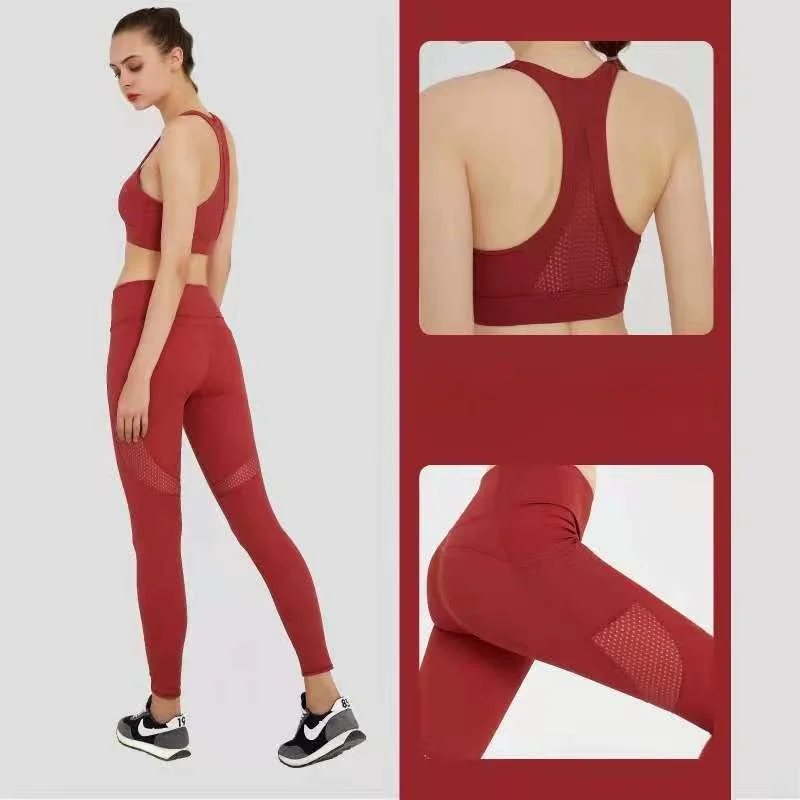 

Hot Sell Tight Yoga Set Solid Sleeveless Fitness Women's Tracksuit 2 Pieces Sport Outfit For Woman Breathable Sexy Gym Clothing