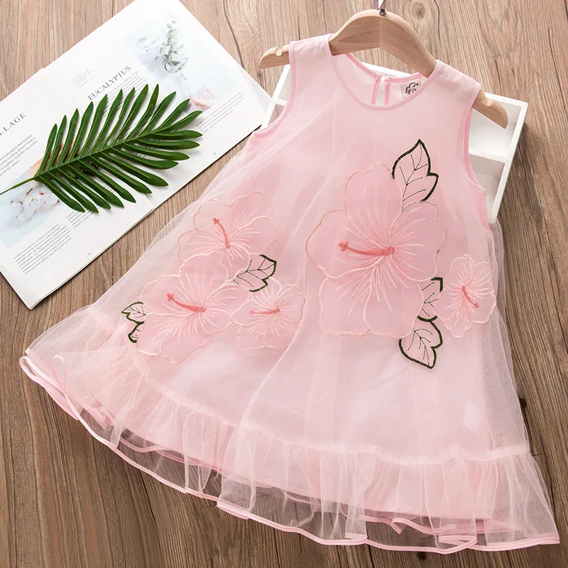 

Children Clothing Girl Dress Flower Girl Embroidered Dresses Toddler Girl Fashion Princess Dress Pink White Kids Dress for Girls