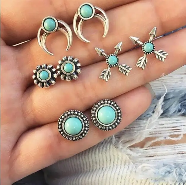 FTS692A5 Brincos геометрический Комплект сережек для женщин Bijoux Кристалл Круглый треугольник бар маленькие серьги золотой цвет модные ювелирные изделия - Окраска металла: FTS692A5