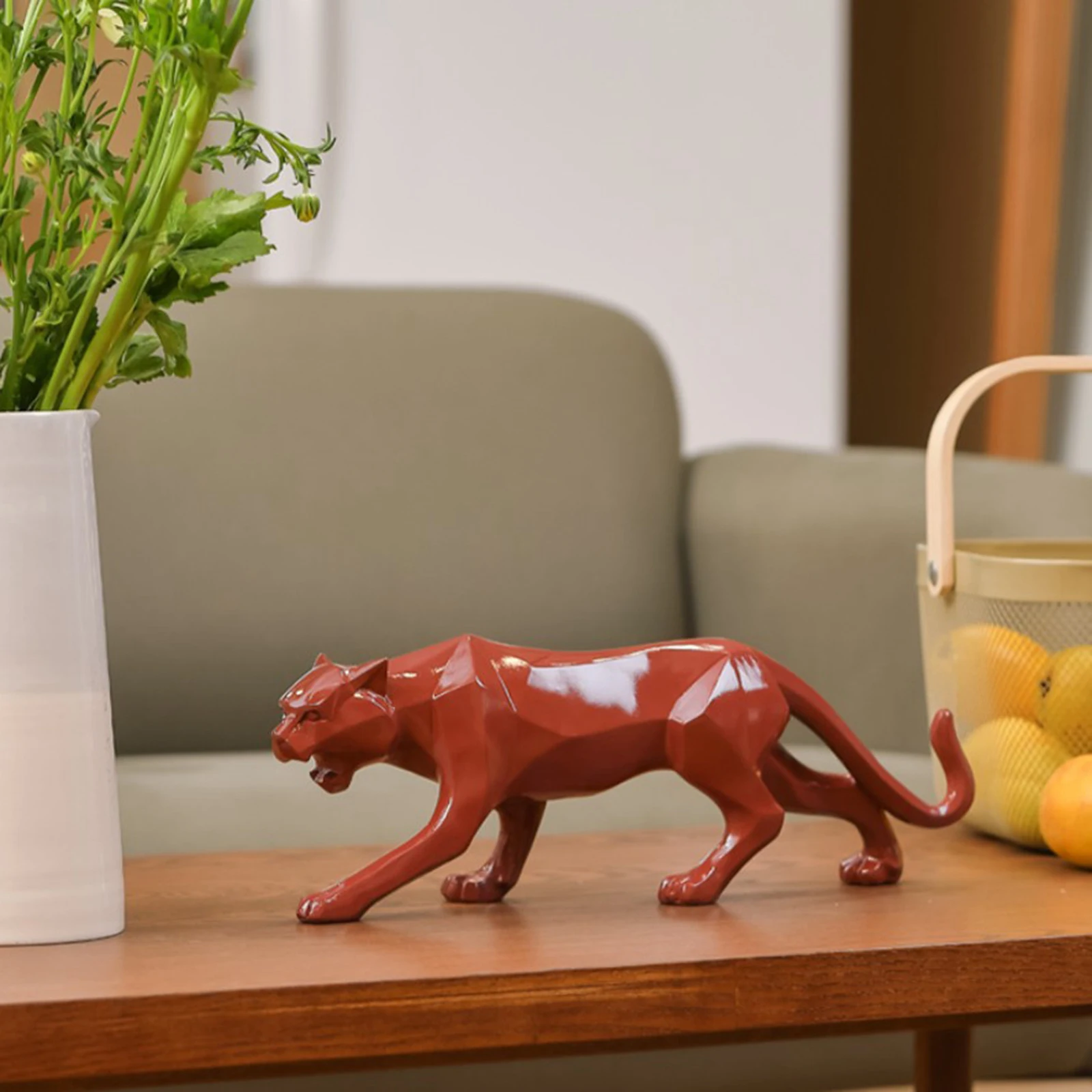 

Leopard Statue Resin Panther Table Animal Figurine Home Decor Collectible