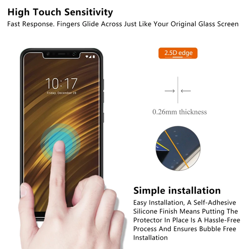 9H Tempered Glass for Pocophone F1 Screen Hard Xiaomi Mi A2 Lite A1 on Mi4 Mi5s Plus Mi6 Note 3 Mix 2S | Мобильные телефоны и