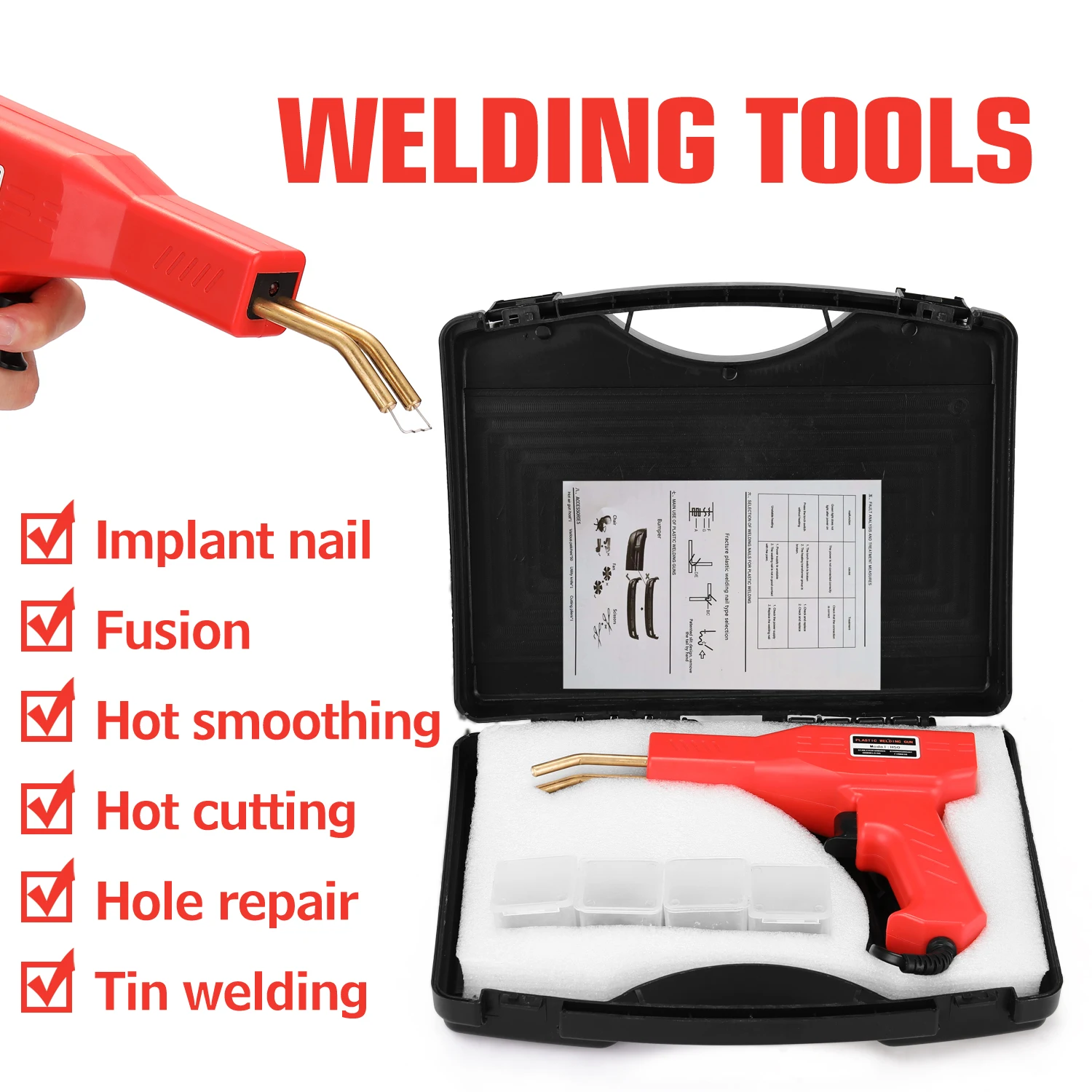 

50W Plastics Welding Machine Plastics Welder Garage Tools Hot Staplers Machine Staple PVC Repairing Machine Stapler Welding Tool