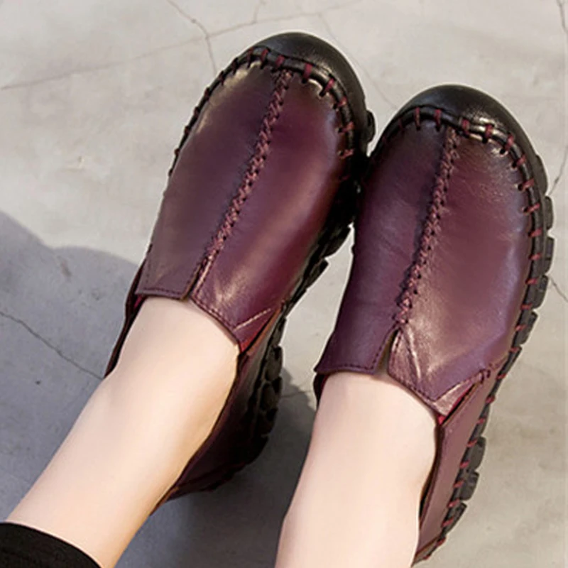 YAERNI/Высококачественная женская обувь из натуральной кожи Слипоны на плоской