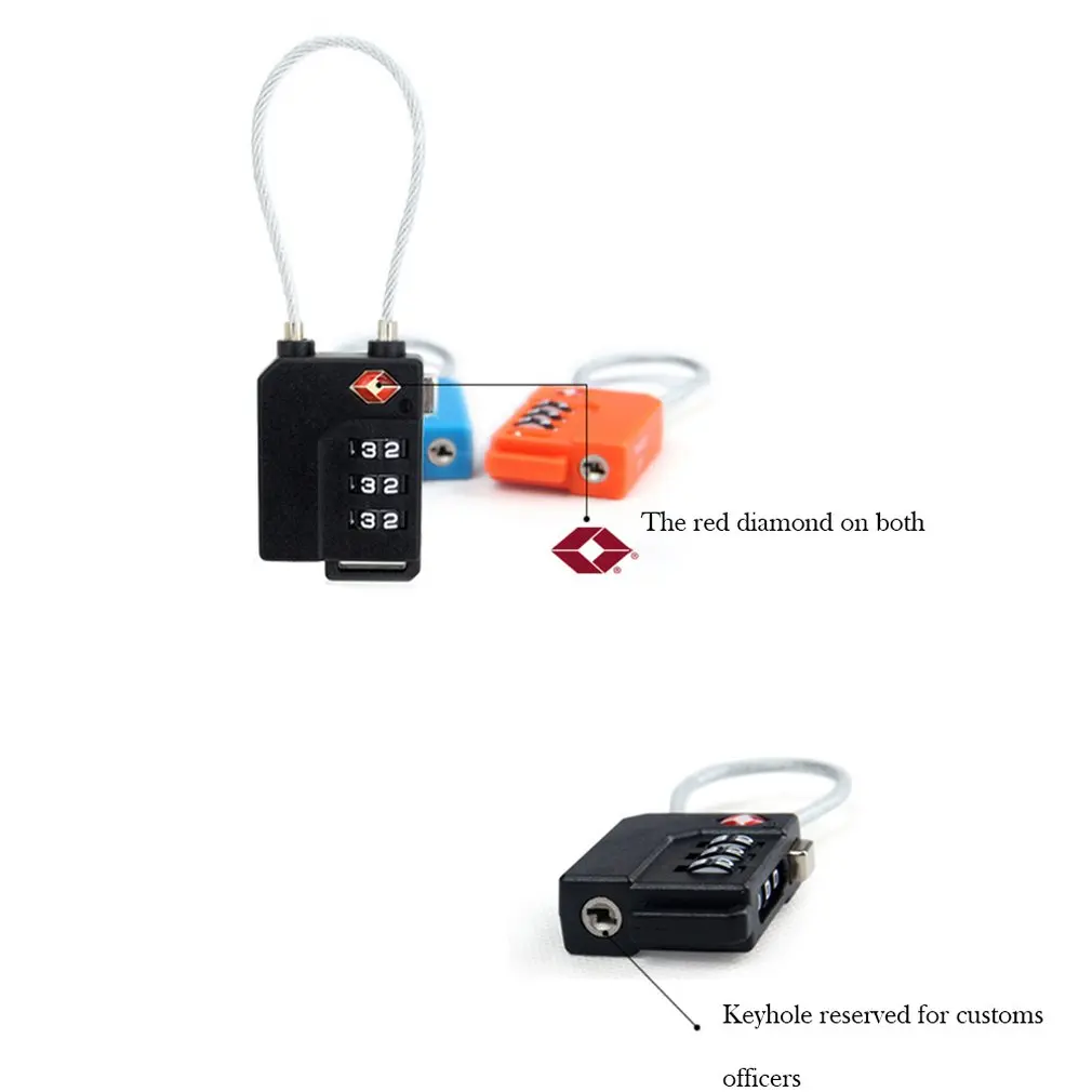 

Steel Wire Security 3 Digit Password Lock Combination Lock Anti-theft Anti-Cutting Cable Suitcase Luggage Coded Lock