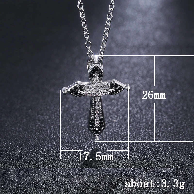 Huitan Classic Cross Pendant Female Necklace Jewelry with Black White CZ Zircon Stone Birthday Gift for Fashion Women Religious | Украшения