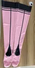 Фетиш 100%, латексные резиновые розовые длинные украшения, черные носки 0,4 мм, фетиш, розовый