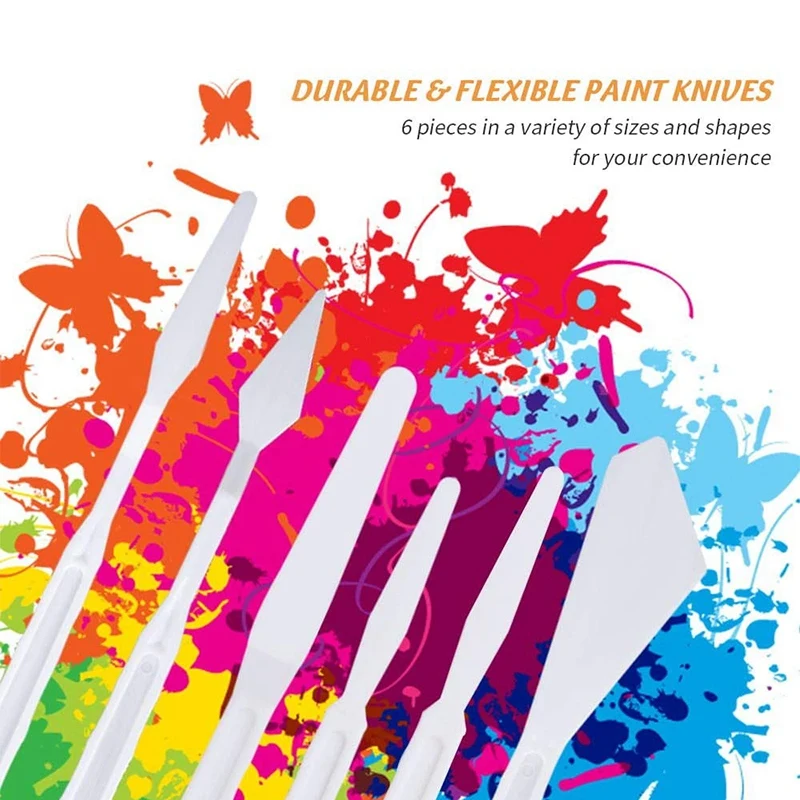 

15 Pieces Paint Palette Painting Knife Brushes Set, for DIY Art Craft Acrylic Painting Drawing, White