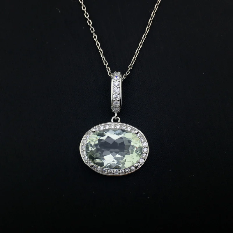 Набор ювелирных изделий CSJ из серебра 925 пробы с натуральным зеленым аметистом