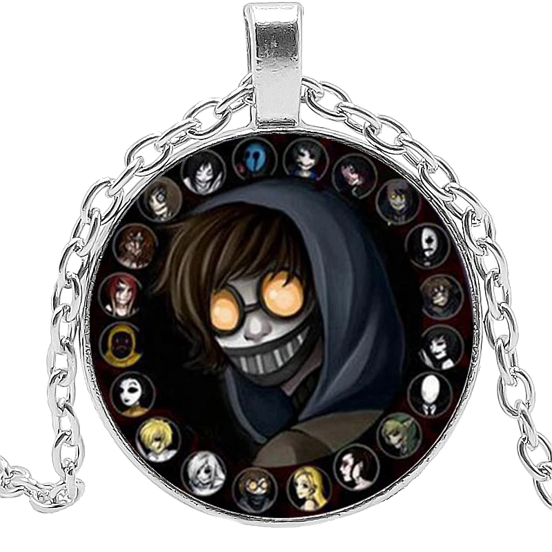 Ожерелье с подвеской Джефф убийца 3 цвета выпуклое круглое ожерелье из стекла