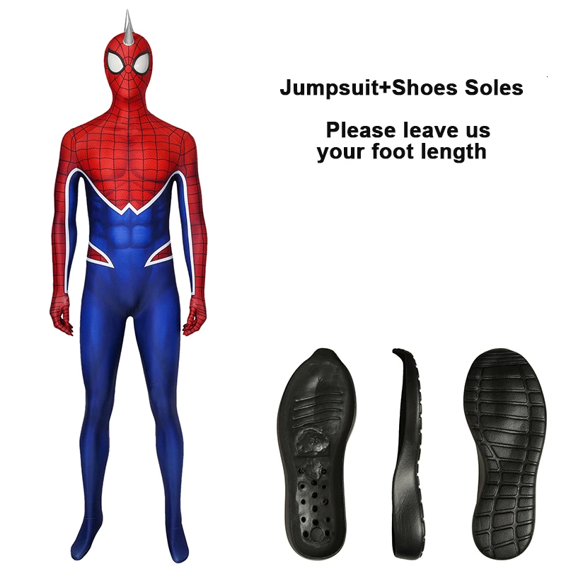 jumpsuit with shoes Игра Ps4 Человек-паук костюм Человек-паук панк Рок возвращение домой Косплей Карнавальный супергерой комбинезон для Хэллоуина мужской джинсовый жилет Zentai - Цвет: jumpsuit with shoes
