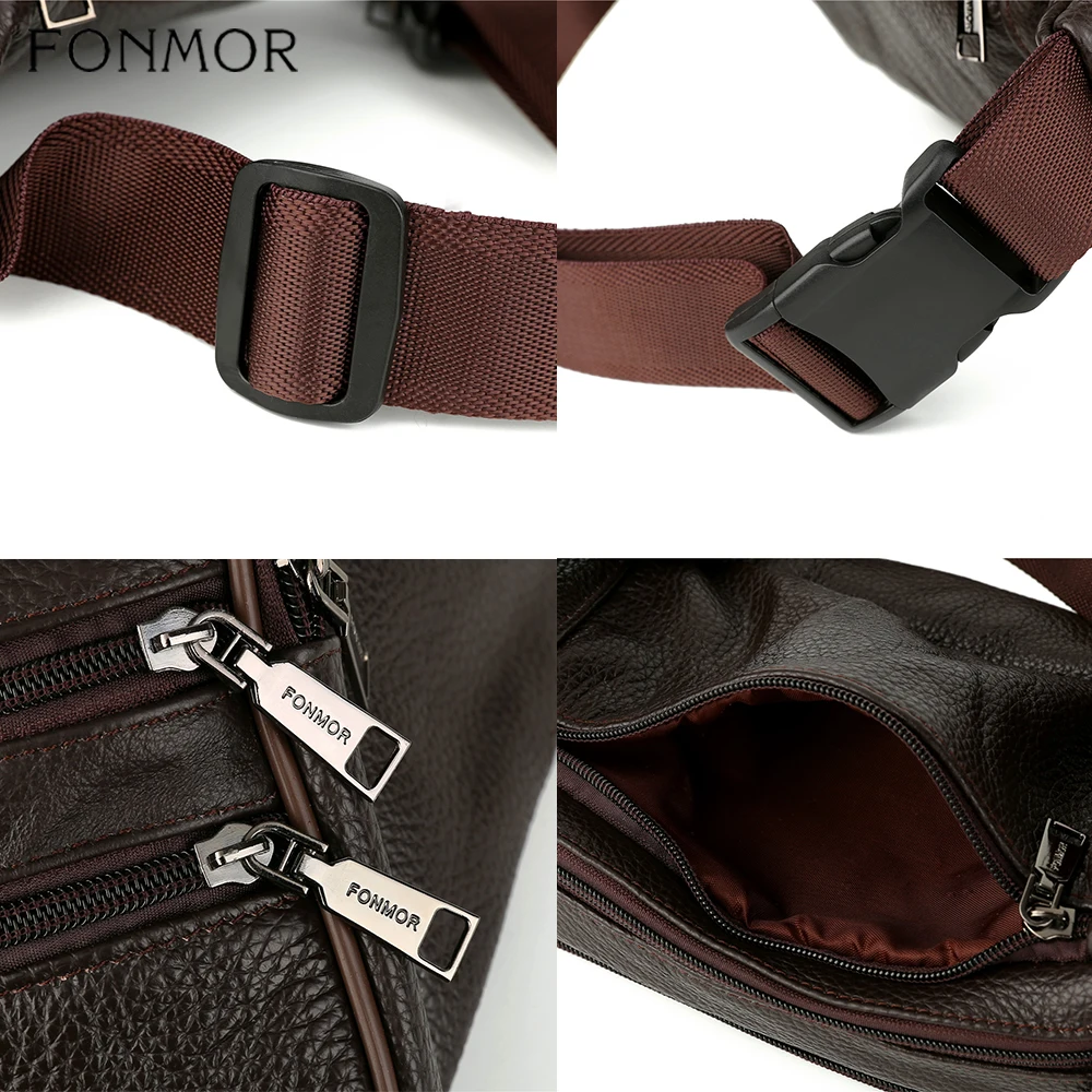 Мужская нагрудная сумка Fonmor поясная из натуральной кожи повседневная через