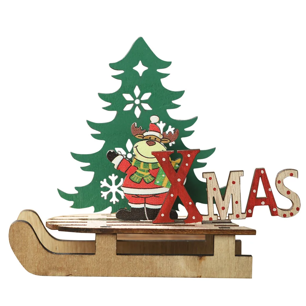 Рождественские деревянные самодельные Украшения в виде Санта Клауса сани