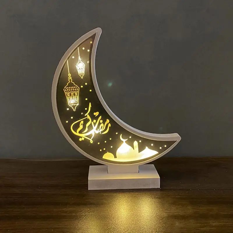 

New Wooden DIY Handmade LED Eid Mubarak Decoration Gift Ornaments (without Battery) Home Gifts Decor
