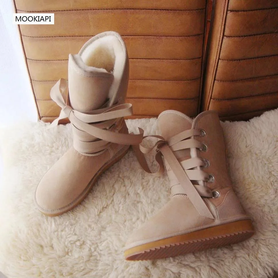 Новейший Европейский стиль 2019 г. Зимние сапоги с высоким голенищем натуральная