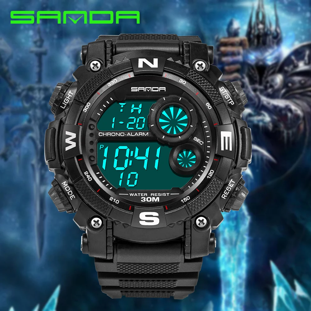 SANDA Outdoor Sports Retro Military Hodinky Timer Alarm Clock Electronic Watch Men's Watches Relogio Masculino | Наручные часы
