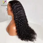 YUANMEI, парики с глубокой волной для женщин, бразильский парик из человеческих волос на сетке спереди, T-образный парик с предварительно выщипанной сеткой, парик с застежкой 4X4
