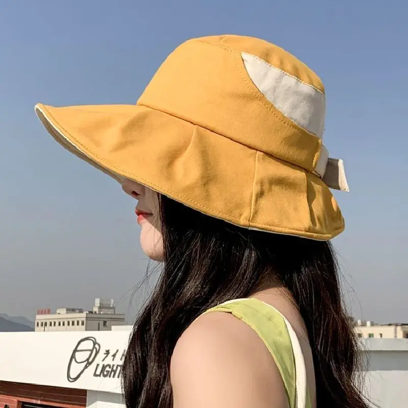 

Japanese Sunshade Sun Hat UV Foldable Plaid Fisherman Cap Sunhat Woman Panama